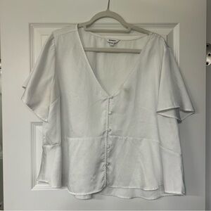 Express White Peplum VNeck